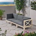 thumbnail image 2 of Cynthia Outdoor Modular Acacia Wood Sofa with Cushions, Weathered Gray and Dark Gray, 2 of 7