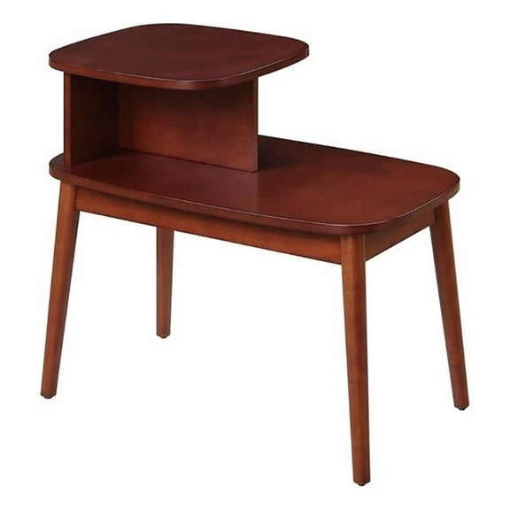 Allora Mid-Century MDF/Birch Veneer/Rubber Wood End Table in Mahogany