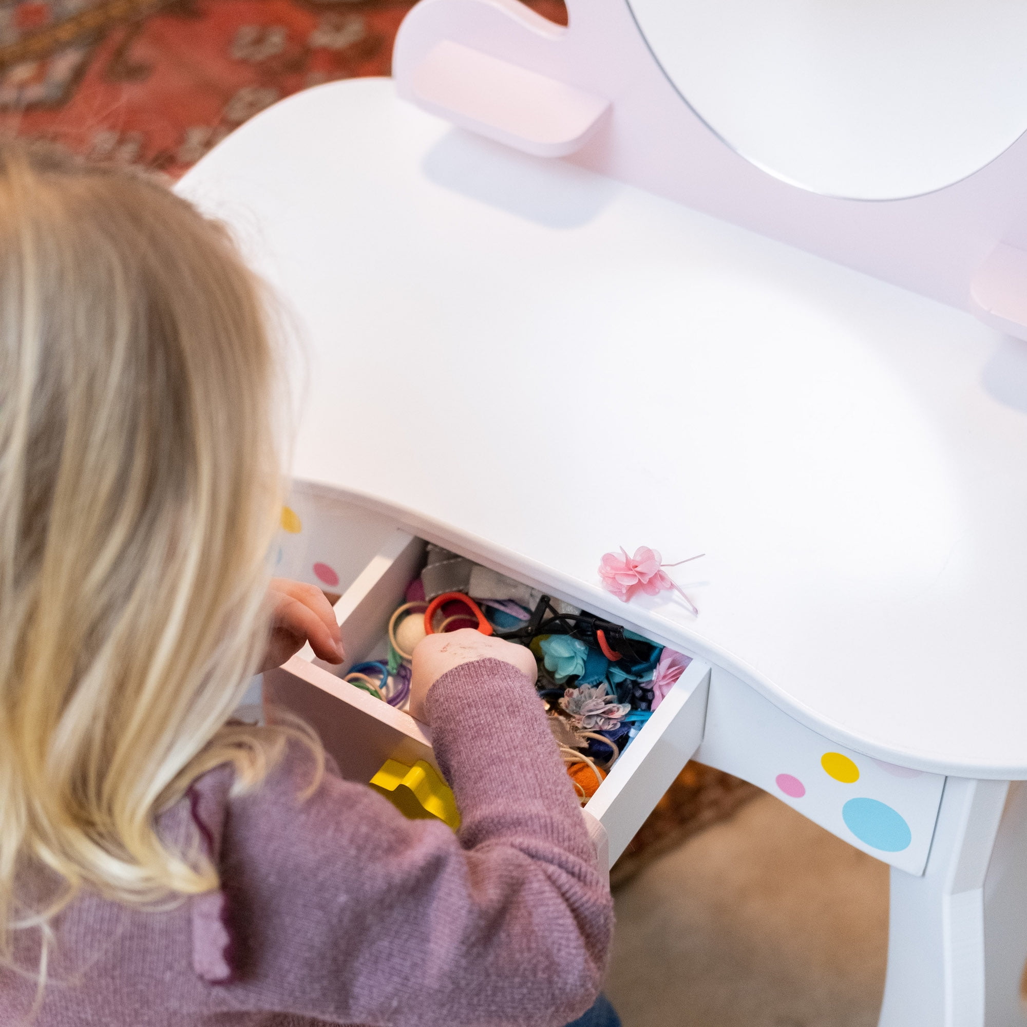 Unicorn magic vanity with 2024 mirror and stool