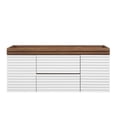 thumbnail image 2 of Pemberly Row 48" MDF and Particleboard Bathroom Vanity Cabinet-White/Walnut, 2 of 8