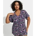 thumbnail image 2 of CASSIE LIZ Plus Size Short Sleeve Tops for Women Casual Purple Floral 3X Swing Flowy Blouses Fashion V Neck Pullover Pleated Shirts Loose Fit Tee Spring Summer Tunics 3XL 22W 24W, 2 of 5