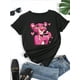 thumbnail image 2 of Women's Slim Fit Black Short Sleeve T-Shirt with Pink Panther Graphic Print - Round Neck Casual Top for Spring Summer Fall, Machine Washable Commuting & Casual Attire, Ladies T Shirts, Comfortable Fa, 2 of 7