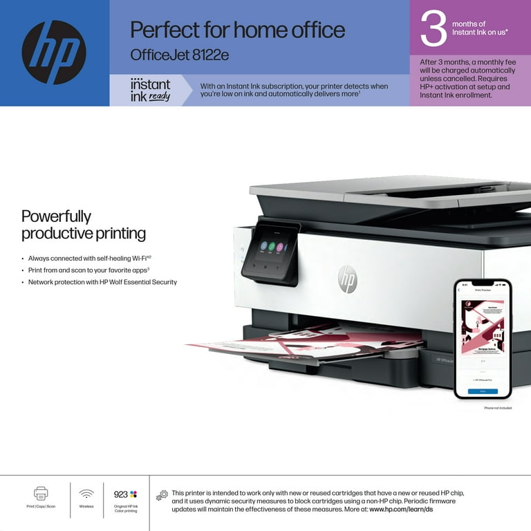 HP OfficeJet 8122e Wireless All-in-One Color Inkjet Printer