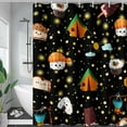 thumbnail image 4 of Sushi Pattern Shower Curtain,Cute Cartoon Food Theme Bath Curtain,Japanese Style Sushi Black Shower Curtain,Waterproof, Polyester Fabric,Star Curtain with 12 Plastic Bathroom, 36" W x 72" H, 4 of 6