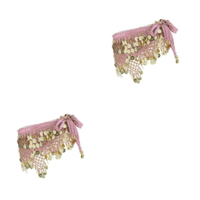 Thinsony Beautiful Belly Dance Waist Chain Intricate Pink 2Set
