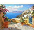 thumbnail image 2 of Obuchovsky, Yury 24x19 Black Ornate Wood Framed with Double Matting Museum Art Print Titled - Santorini, 2 of 4