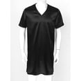 thumbnail image 3 of Kaerm Men's Silk Satin Nightshirt Nightgown Short Sleeve V-neck Casual Loungewear Top Shirt Sleepwear Black M, 3 of 7