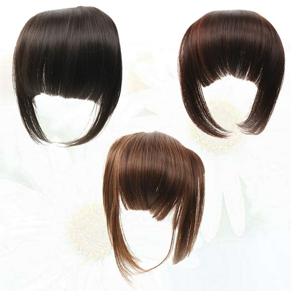 ROMANSENTIAL 3Pcs Forehead Bangs Clip Fake Bangs For Women Protect Natural Hair