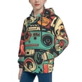 thumbnail image 2 of Balery Retro Pop Art Collage Pattern Boys Hoodie, Youth Pullover Hooded Sweatshirt, Kangaroo Pocket Hoodie for Kids Girls -X-Large, 2 of 6