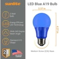 thumbnail image 3 of 3Pk - Sunlite 3w LED A19 Blue Colored Non-Dimmable Bulb - 25w Equiv, 3 of 7