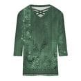 thumbnail image 4 of Jewelreauty Women Plus Size Tunic Tops Elbow Length Criss Cross Floral T-Shirts Summer Casual Tee, 4 of 5