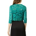 thumbnail image 3 of INSPIRE CHIC Women's Shrugs Floral Lace Cardigan 3/4 Sleeves Sheer Cover Up Top L Jade Green, 3 of 6