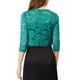 thumbnail image 3 of INSPIRAR CHIC Chaquetas para Mujeres Cárdigan de Encaje Floral de Manga 3/4 Top Transparente Verde Esmeralda 2XL, 3 of 6