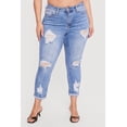 thumbnail image 3 of Women's Plus Size WAX Rolled Cuff Distressed Jeans, 3 of 4