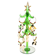 Gift Essentials Charming 8" Glass Wine Charm Tree with 9 Dog Charms and Mirrored Base - Playful Bar Decor & Gift Set