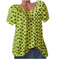 thumbnail image 2 of Hauts pour Femmes Chemises d'Été à Manches Courtes Imprimées Tunique Décontractée Col en V Pull Chemise Blouse Chemises à Manches Courtes pour Femmes Tendance en Liquidation, 2 of 5