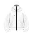 thumbnail image 4 of felwors Women's 2 Piece Balaclava Set - Zip Up Double Layer Hoodie with Kangaroo Pocket & Jogger Pants Hip Hop Y2K Outerwear(White, XXXL), 4 of 5