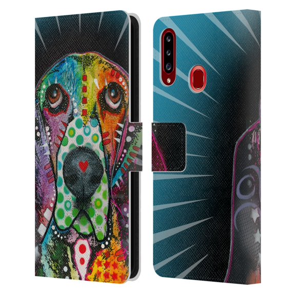 Head Case Designs Officially Licensed Dean Russo Dogs Hound Leather Book Wallet Case Cover Compatible with Samsung Galaxy A20s (2019)