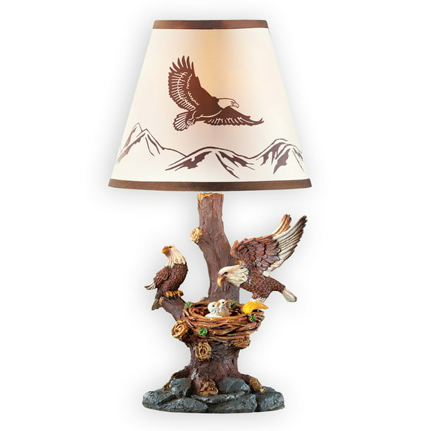 Sculpted Resin Eagle Family Table Lamp, Bald Eagle Table Lamp