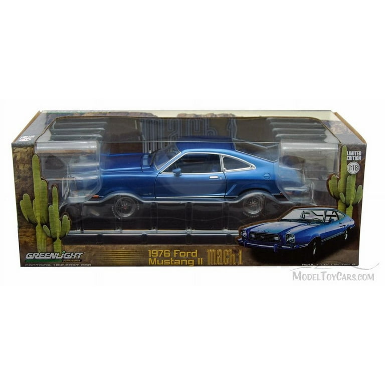 1976 Ford Mustang II Mach 1 Blue with Black 1/18 Diecast Model Car