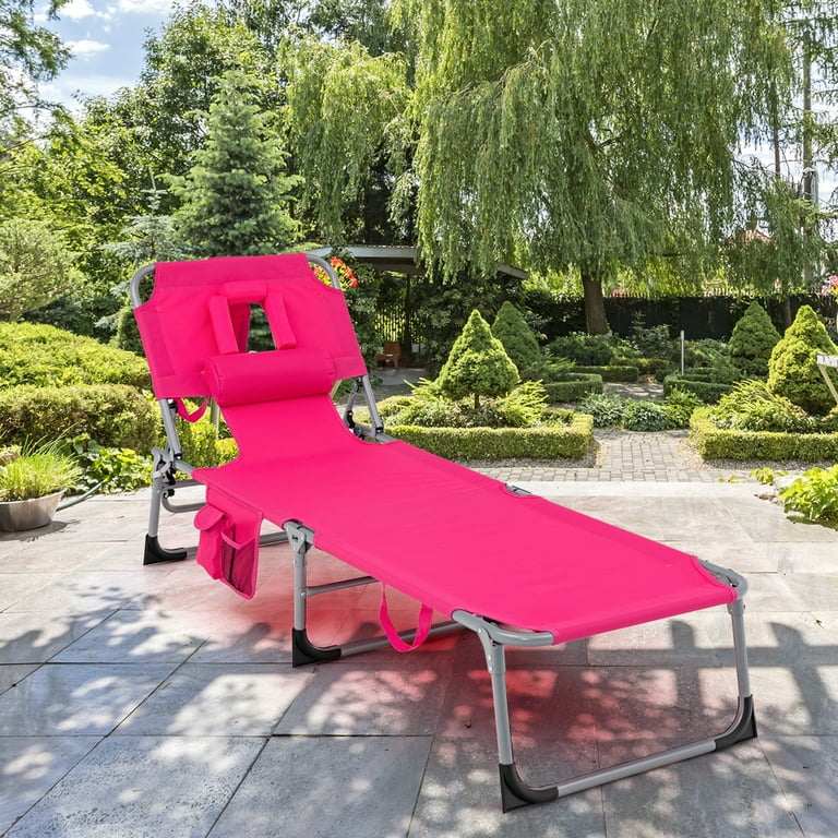 Goplus Outdoor Beach Lounge Chair, Folding with Face Hole Goplus Outdoor Beach Lounge Chair, Folding with Face Hole