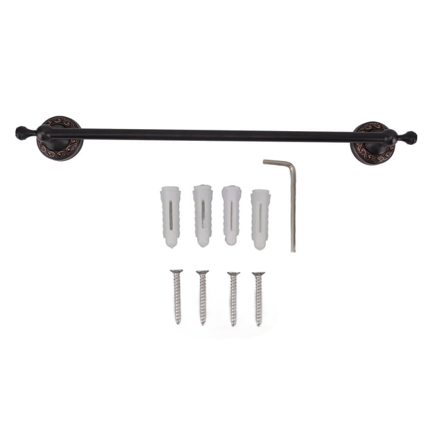 Toallero de baño de 50 cm, resistente, de cobre, elegante, estilo retro, con tornillos y llave hexagonal, color negro