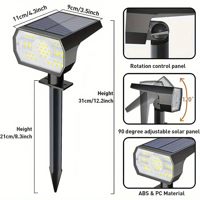 POLEET 4 Pack Solar Spot Lights Outdoor Landscape Waterproof 24 LEDs Flood Lamp Dusk to Dawn Uplighting for Tree, Plant, Statue, Yard, Garden, House