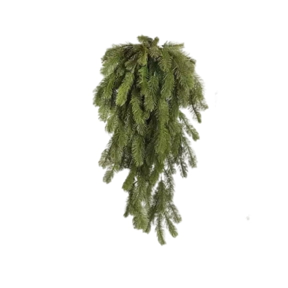 WWG 31 Inch Artificial Pine Teardrop Swag Wreath, Realistic Greenery Wreath for Front Door, Hanging Christmas Greenery Swag with Jute Loop, Flexible Adjustable Outdoor Farmhouse Door Wreath