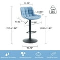 thumbnail image 4 of YOUNIKE Adjustable Bar Stools Set of 2 with Soft Cushion Swivel Counter Bar Chairs,Blue, 4 of 6