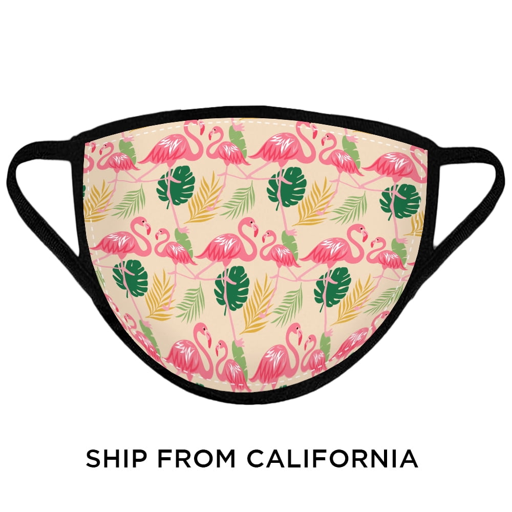 Flamingo Face Mask Reusable Cloth Face Mask Washable Face Masks Breathable 4 Layered Mouth and Nose Mask with Flamingos Face Cover Protection Flamingo Mask Gifts