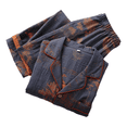 thumbnail image 2 of Men’s Cotton Gauze Pajama Set, Vintage Chinese Style Cardigan Sleepwear with Turn-Down Collar, Long Sleeve and Pants, Lightweight Summer Homewear, 2 of 11