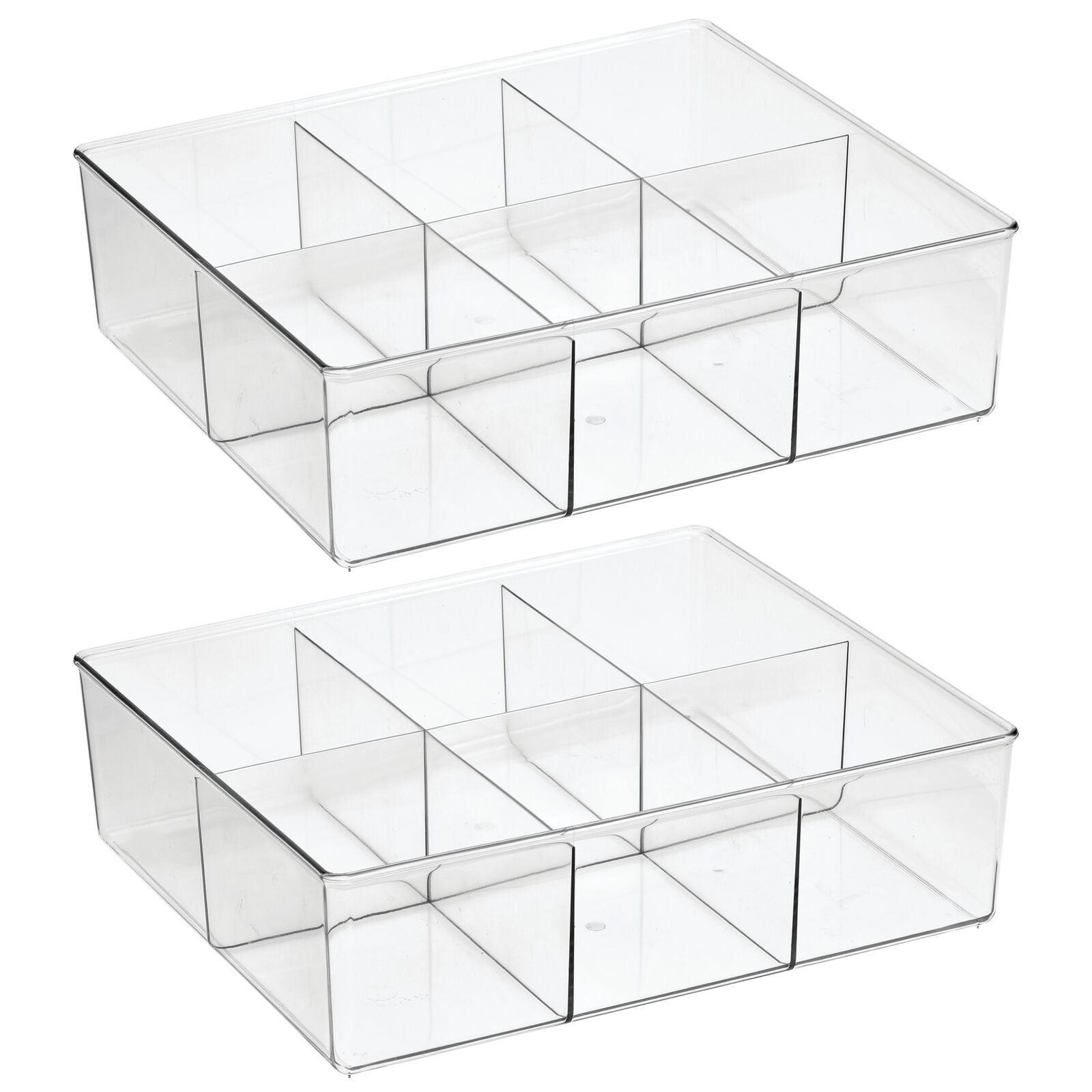 mDesign Plastic Divided Closet Storage Bin Clear
