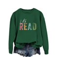 thumbnail image 2 of Sweatshirts for Women Let'S Read Womens Plush Sweatshirt Back to School Teaching Sweater Funny Teacher Read Crewneck Long Sleeve Shirt,Green Women Blending Shirts Xxl, 2 of 3