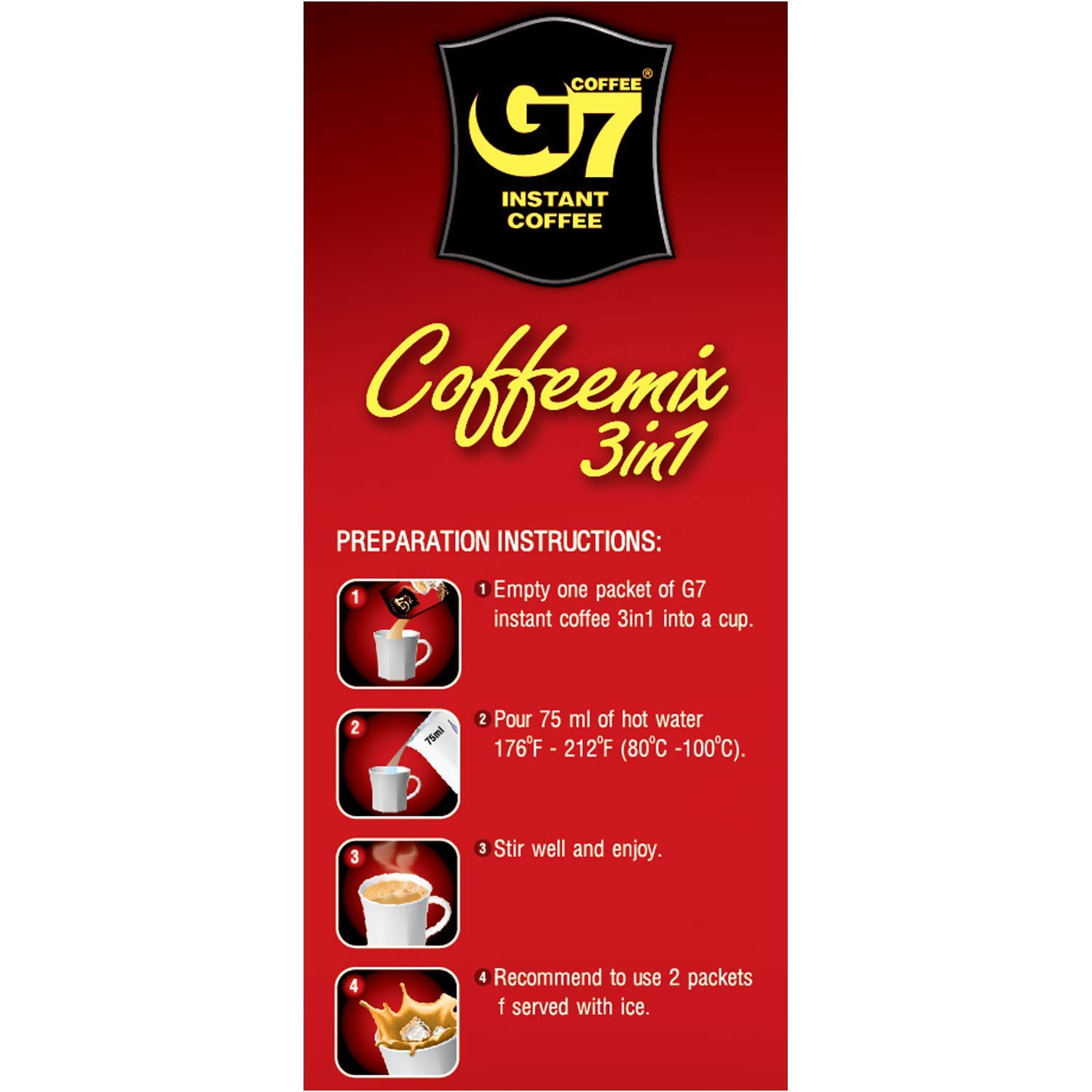 (3 Pack) Trung Nguyen G7 3-in-1 Instant Roasted Ground Coffee Blend with Non-Dairy Creamer and Sugar, 100 Packets