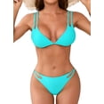 thumbnail image 1 of Charmo Womens Triangle String Bikini Sets Thong Two Piece Swimsuit High Cut Swimwear, 1 of 6