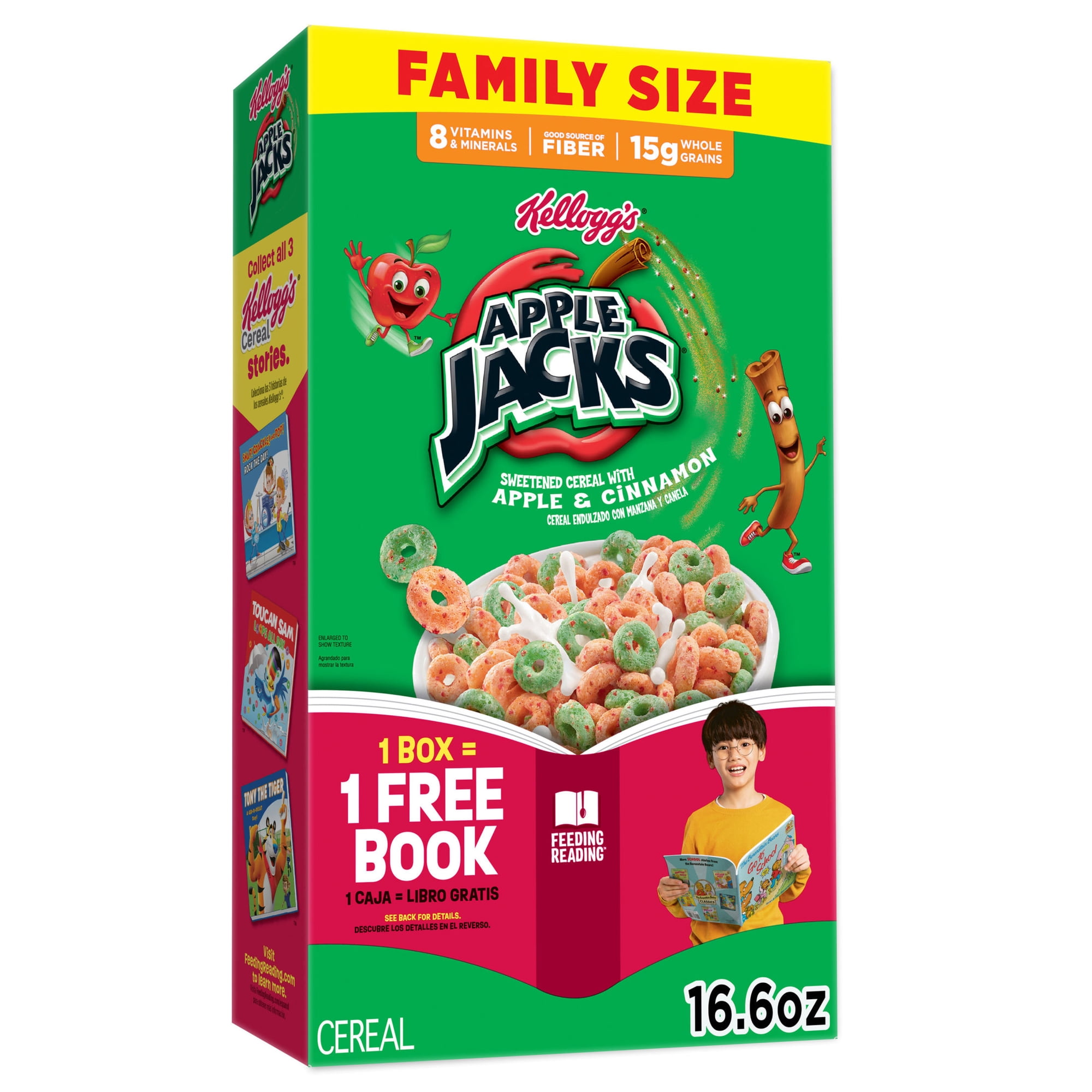 Kellogg's Apple Jacks Original Breakfast Cereal, 15g Whole Grains, Family Size, 16.6 oz