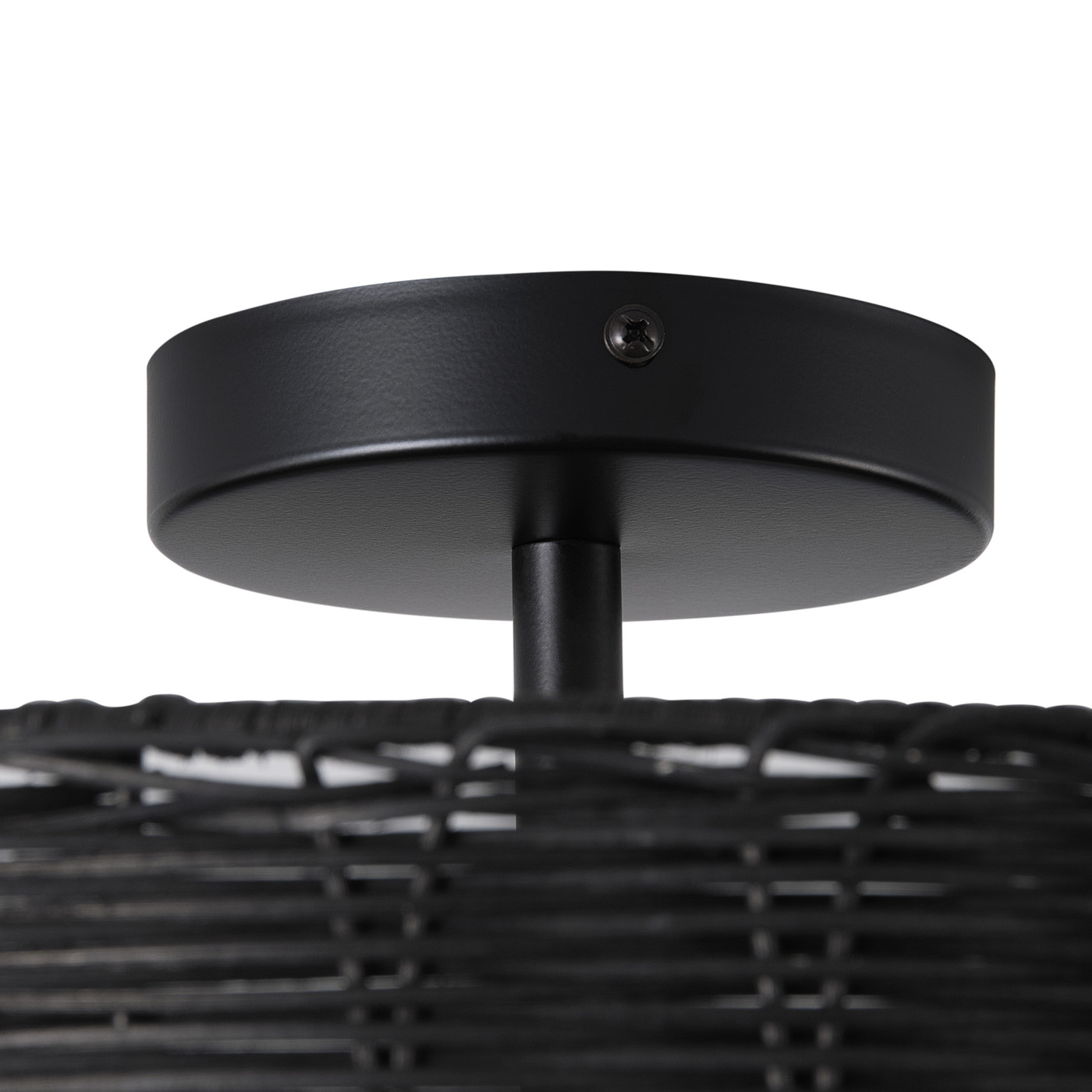 Aiwen 3-Light Modern Rattan Chandelier, Black Iron Cage Ceiling Light