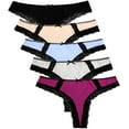 thumbnail image 3 of Charmo Women's Plus Size Cotton Panties Soft Hipster Lace Thong for Lady Packs of 5, 3 of 4