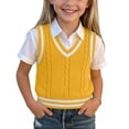 thumbnail image 2 of Kaemgyyd 0-15 T Girl's Sweater Infant Vest Tops Fall V Neck Sleeveless Pullover Cute Color Block Cable Knit Toddler Clothes, 2 of 6