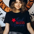 thumbnail image 3 of God Bless America T-Shirt, Patriotic Script Graphic Tee, Red White Blue Shirt, Sport Grey, Size M, 3 of 6
