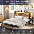 thumbnail image 6 of VEANERWOOD Full Size Bed Frame with 3-Tier Storage Shelves, 2 Drawers & Headboard, Metal Platform Bed with Charging Station & LED Lights, No Box Spring Needed, 6 of 8