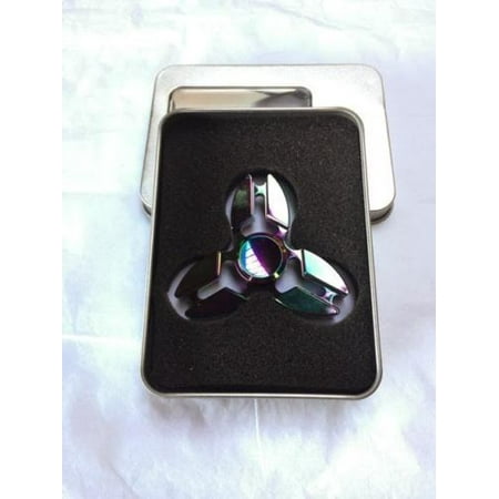Tri Fidget Hand Spinner Metallic Rainbow Crab Toy Stress Reducer Ball Bearing High Speed Spinners - May help with ADD, ADHD, Anxiety, and Autism
