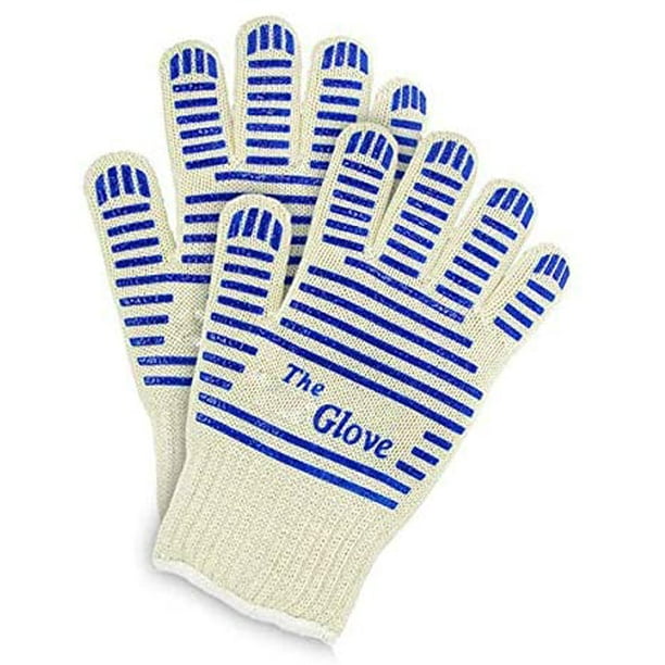 The 'Ove' Glove 2-Pack - Superior Hand Protection from Heat and Flame -  yellow with blue silicon stripes