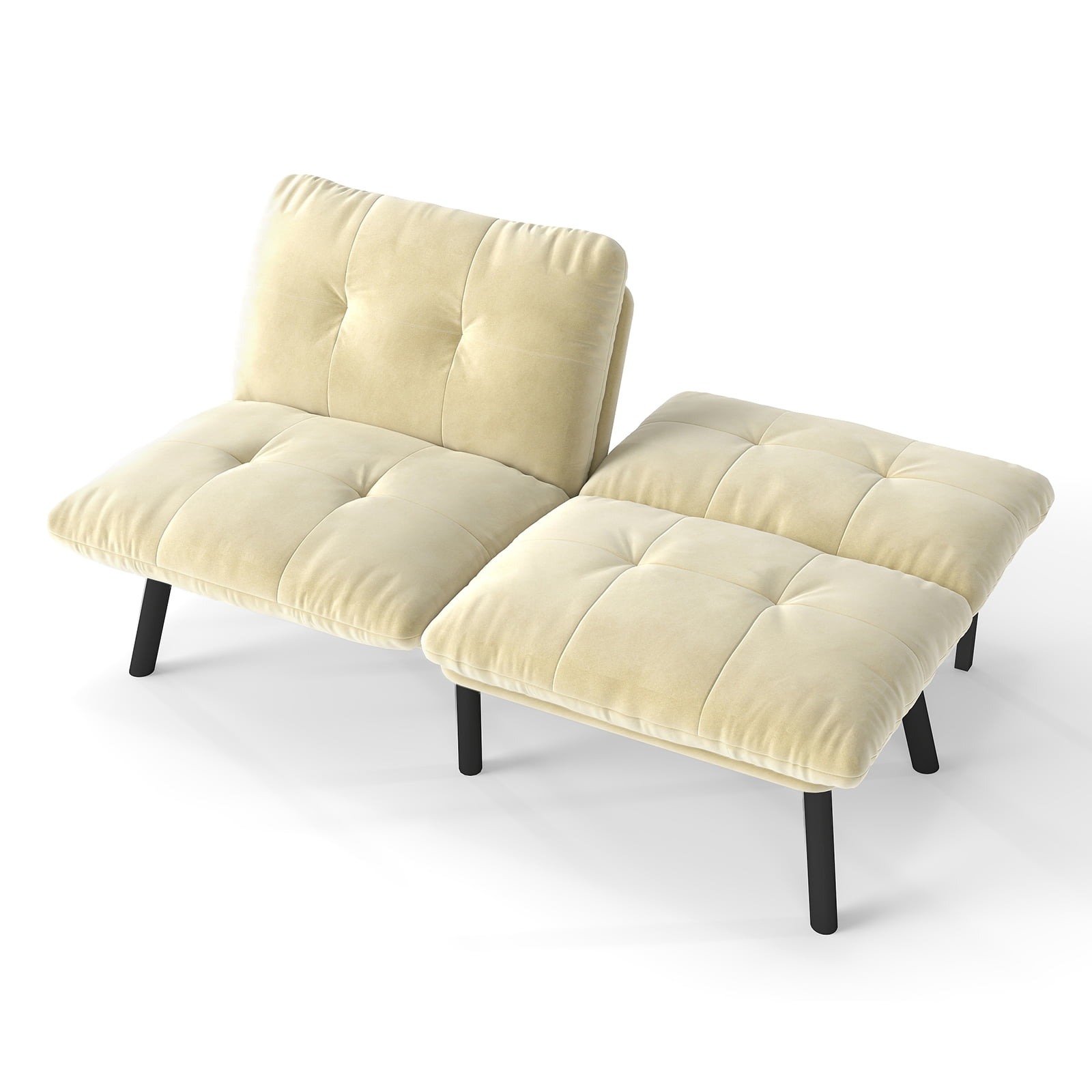 Gewnee Modern Folding Sofa Bed,Velvet Cushions Loveset,Adjustable Backrest,Suitable for Small Apartment.Cream