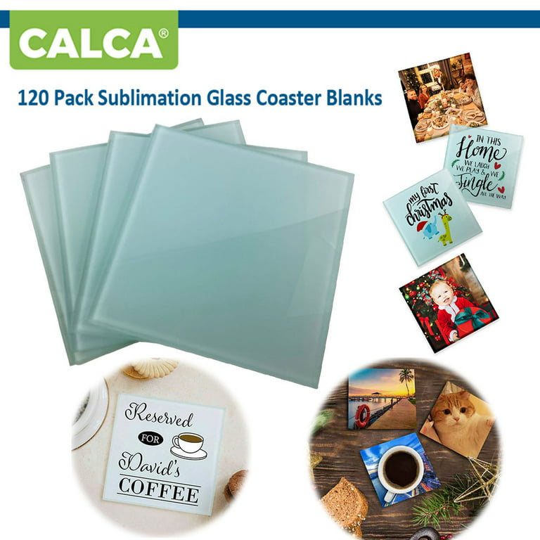 CALCA 120pcs Square Sublimation Blanks Tempered Glass Coasters