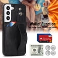 thumbnail image 3 of Design for Samsung Galaxy S22 Plus 5G Phone Case with Screen Protector Adjustable Wrist Strap Kickstand Credit Card Slot Slim Shockproof Hybrid Rugged Protective Cover for Women Men 6.6 inch Black, 3 of 14
