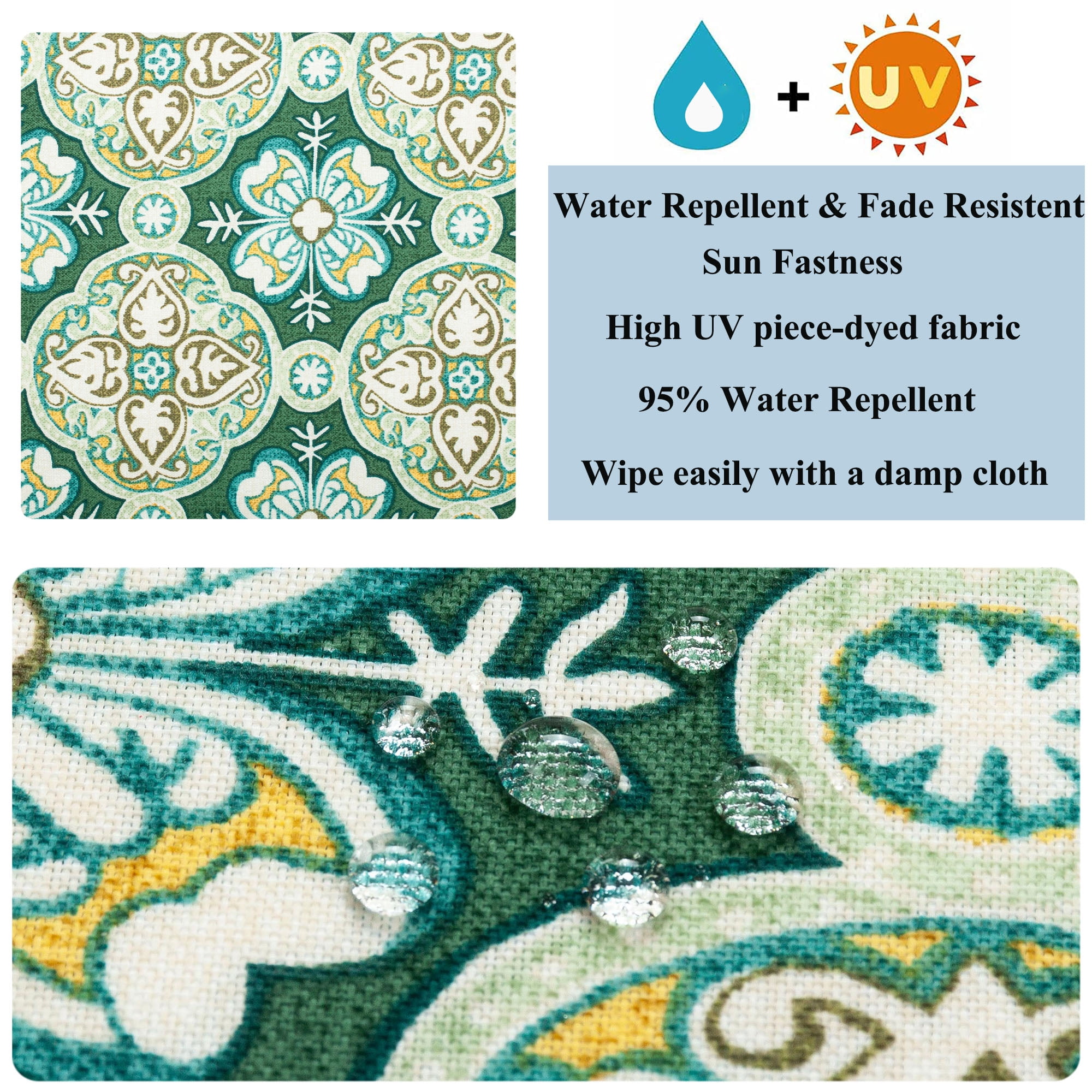 MAGPIE Indoor Outdoor 22" x 20"x 4" Chair Cushion Cover Replacement 2 Pack, NO Insert! Seat Cushion for Patio Garden Chair Sofa Bench Wicker(Green Medal)