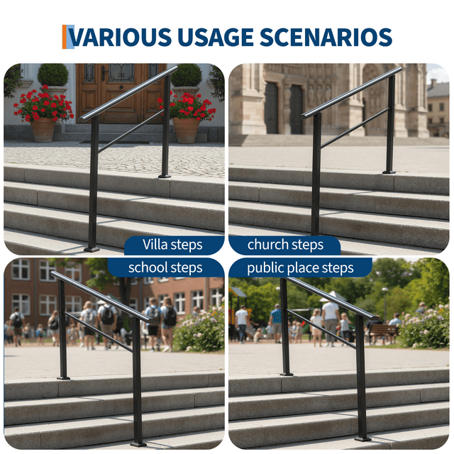 EDTara Aluminum and Wrought Iron Hand Railings, Outdoor Stair Handrail Kit for Steps, Ensuring Safety & Support