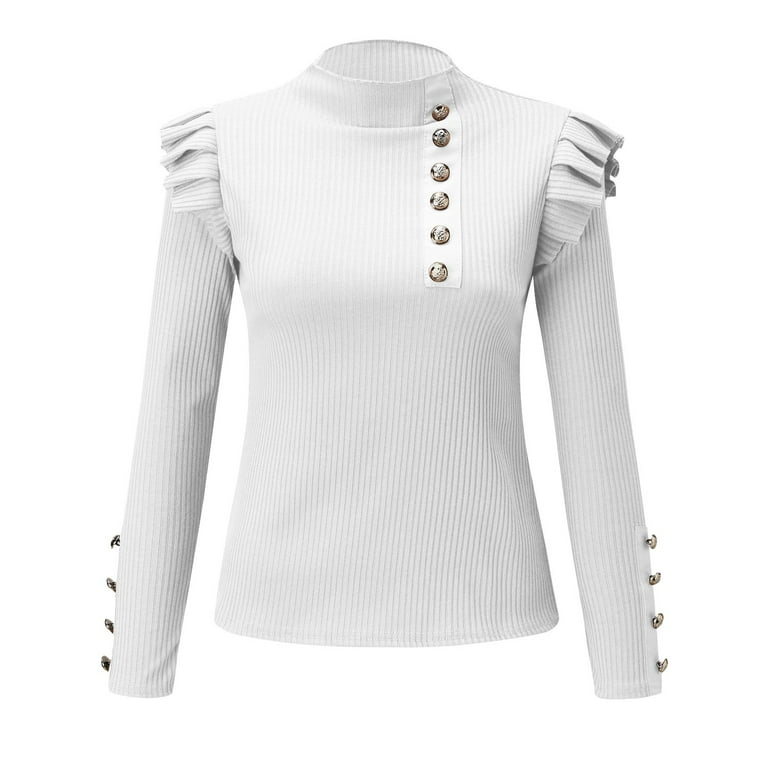 White hotsell frill turtleneck