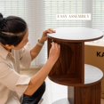 thumbnail image 3 of moderna mesa auxiliar de 3 niveles para sala de estar, recámara, oficina, mesita de noche de 25 pulgadas de alto con estantes de almacenamiento abiertos, 3 of 3